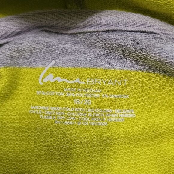 Lane Bryant zip sweater yellow & gray striped Sz 18/20 - Picture 3 of 3